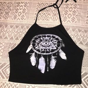 Tie Back Rib-Knit Halter Top
